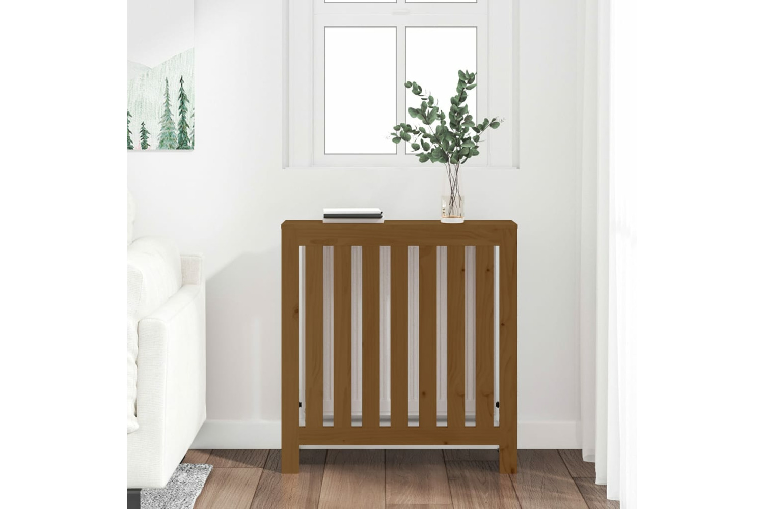 vidaXL 822569 Radiator Cover Honey Brown 79.5x19x84cm Solid Wood Pine
