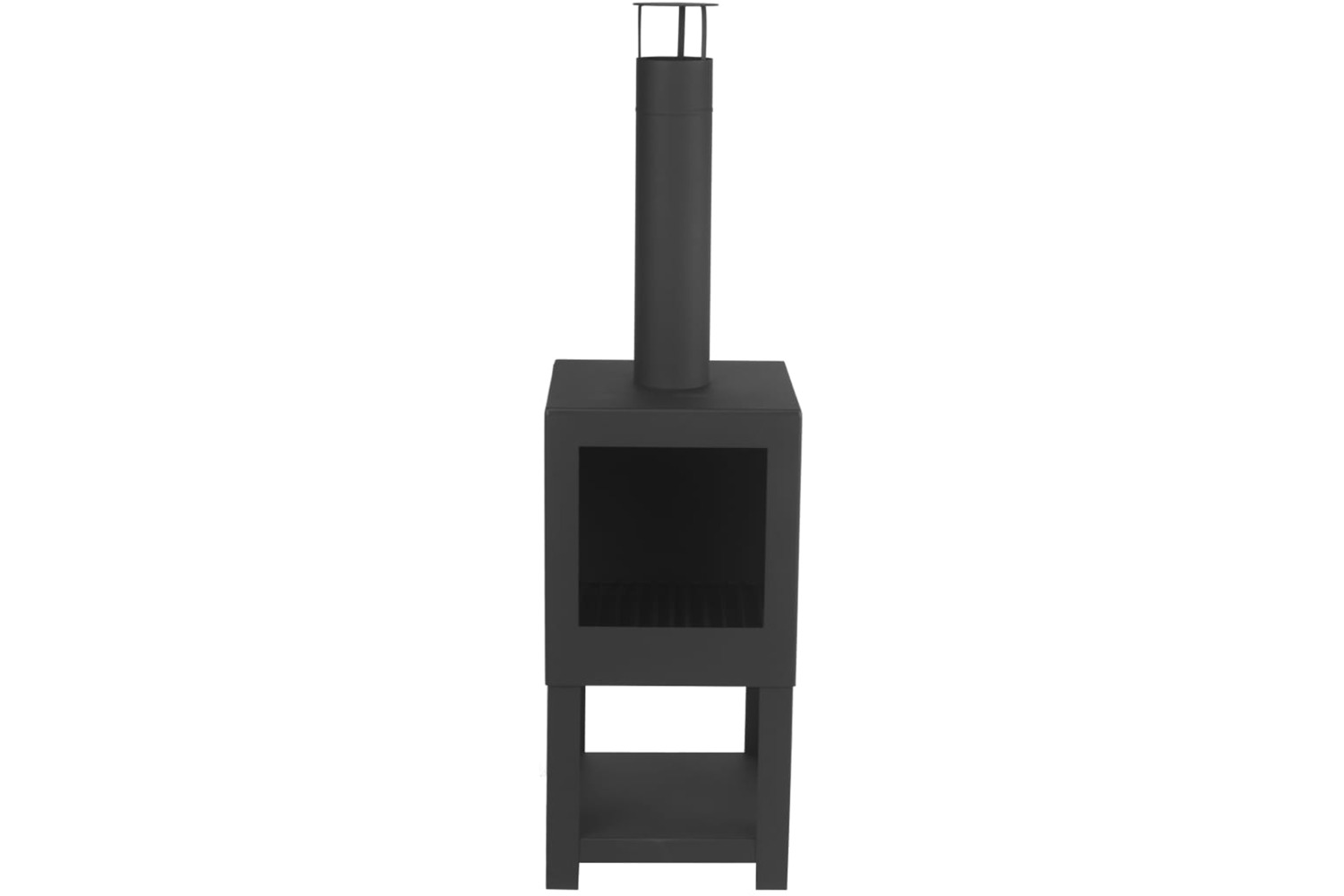 Esschert Design 421283 Outdoor Fireplace With Firewood Storage Black Ff410