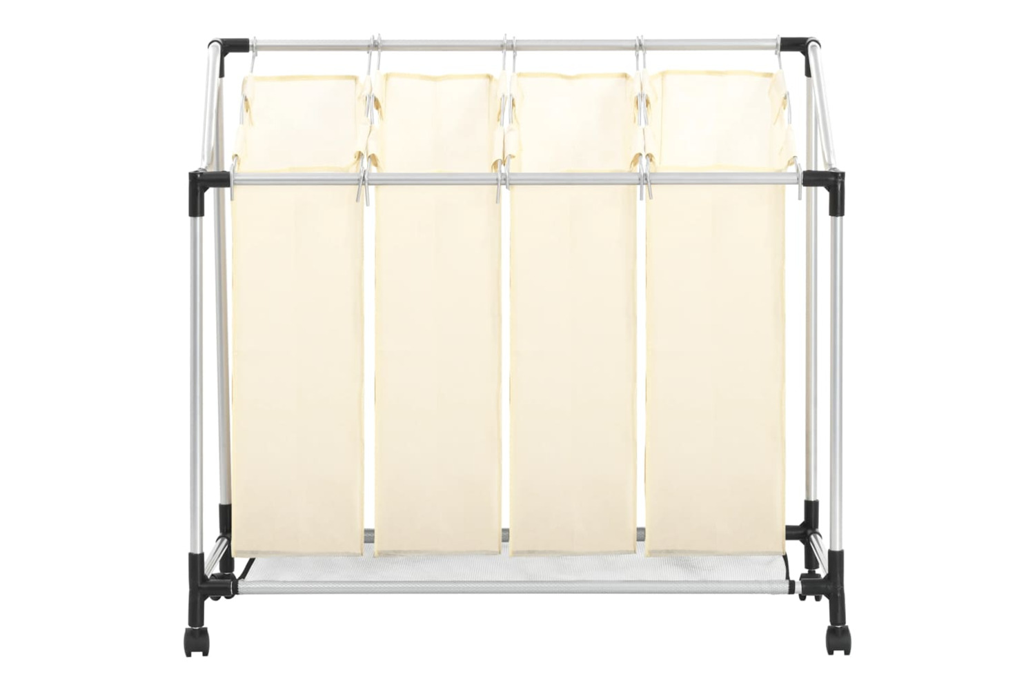 vidaXL 282428 Laundry Sorter With 4 Bags Cream Steel