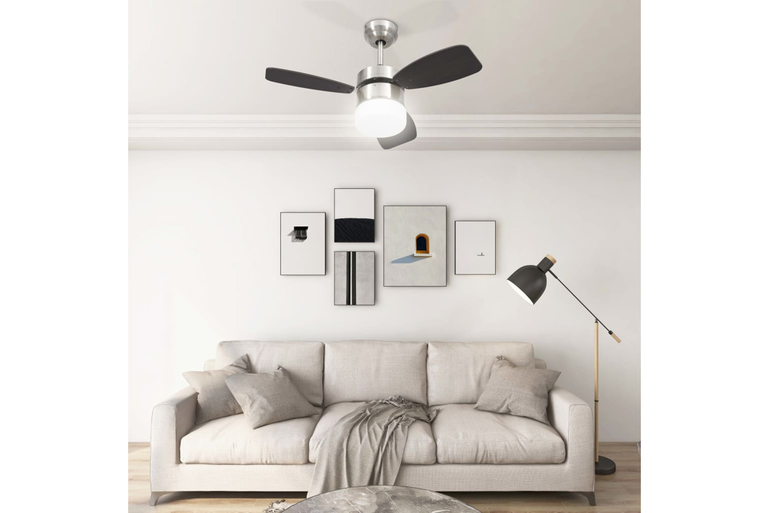 vidaXL 51493 Ceiling Fan With Light And Remote Control 76cm Dark Brown