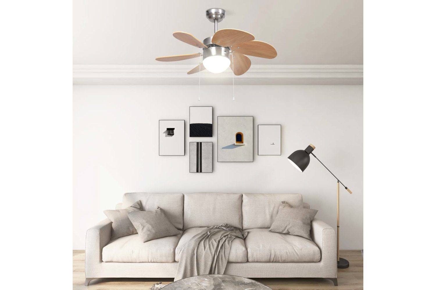 vidaXL 51489 Ceiling Fan With Light 76cm Light Brown