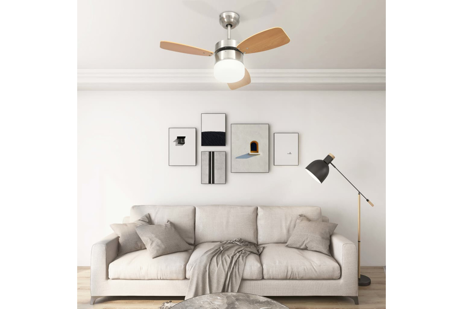 vidaXL 51492 Ceiling Fan With Light And Remote Control 76cm Light Brown