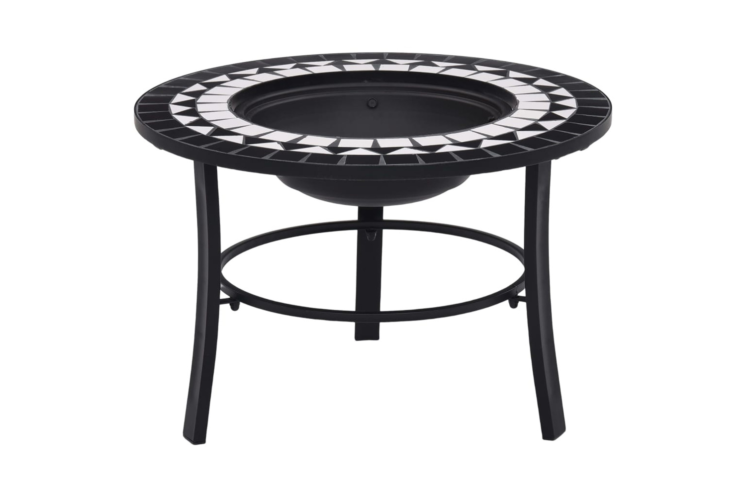 vidaXL 46721 vidaXL Mosaic Fire Pit Black And White 68cm Ceramic