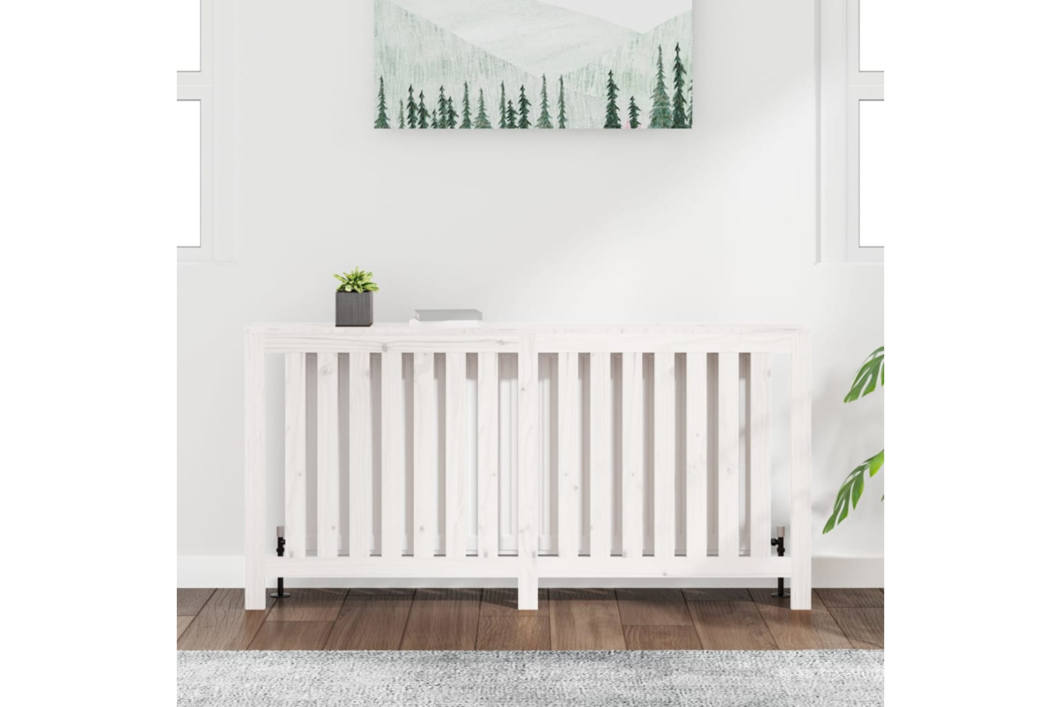 vidaXL 822582 Radiator Cover White 169x19x84cm Solid Wood Pine