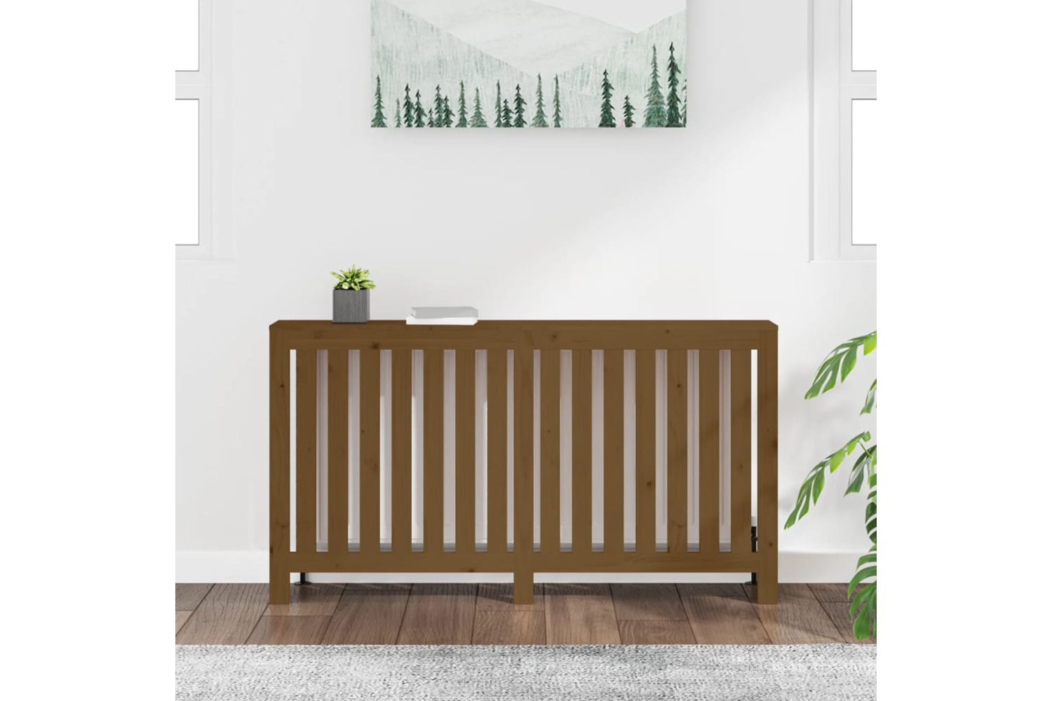 vidaXL 822579 Radiator Cover Honey Brown 153x19x84cm Solid Wood Pine