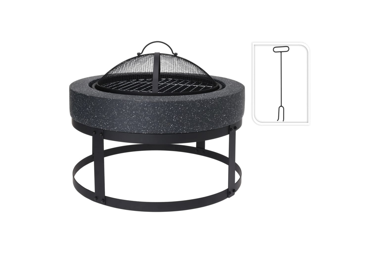 Progarden 445893 Fire Bowl With Grill Round 50.5x50.5x37 Cm Black