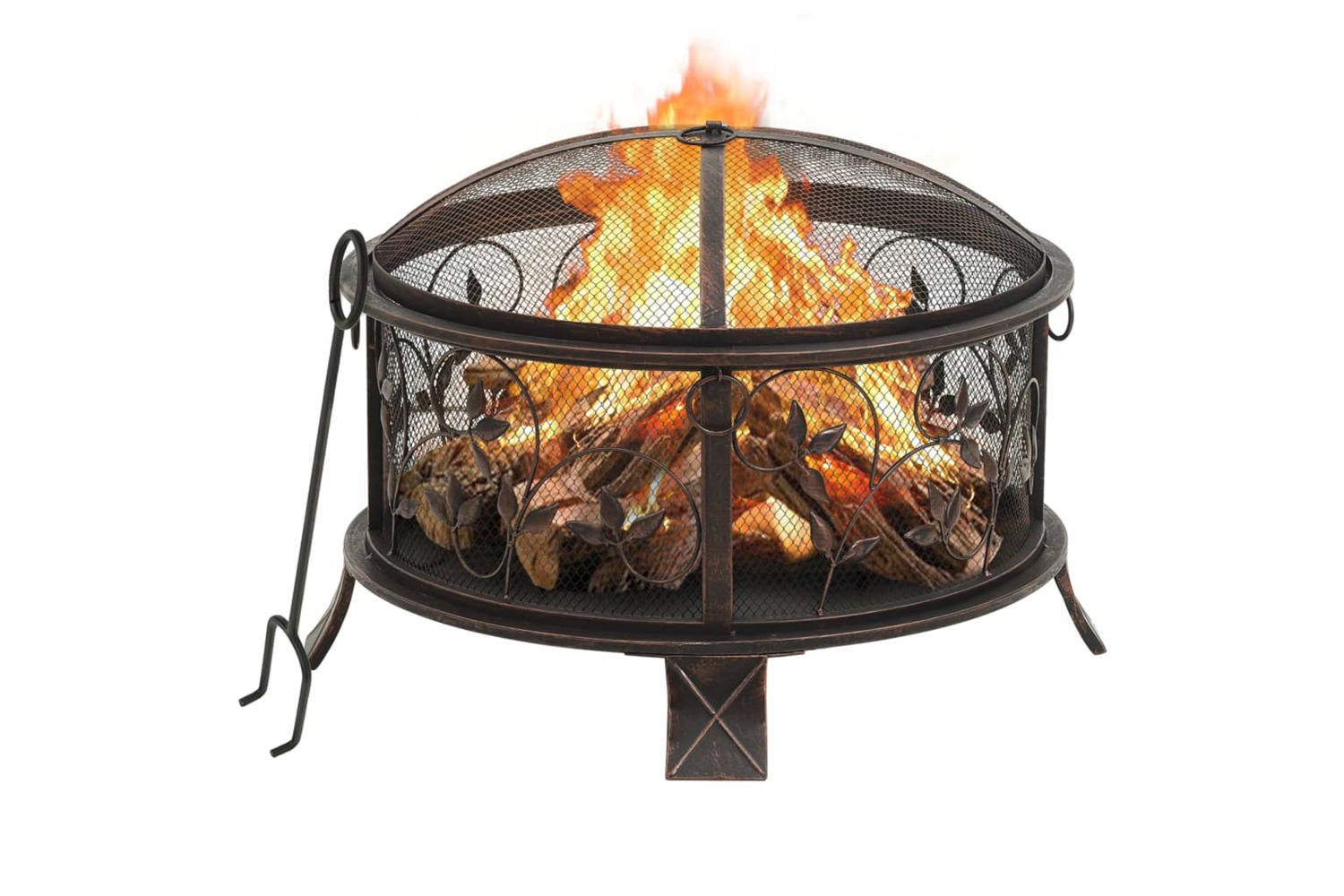 vidaXL 311891 Rustic Fire Pit With Poker 67.5cm Xxl Steel