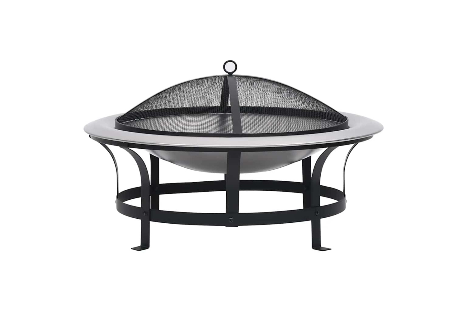 Vidaxl Outdoor Fire Pit With Grill Stainless Steel 76 Cm