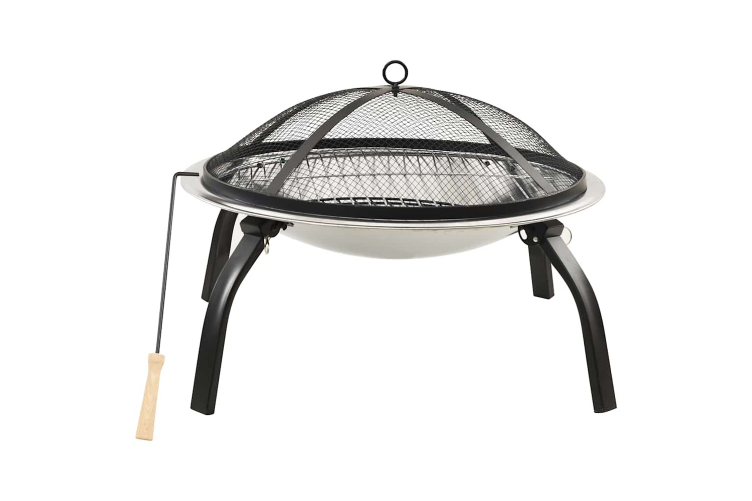 Vidaxl 2-in-1 Fire Pit And Bbq With Poker 56x56x49 Cm Stainless Steel