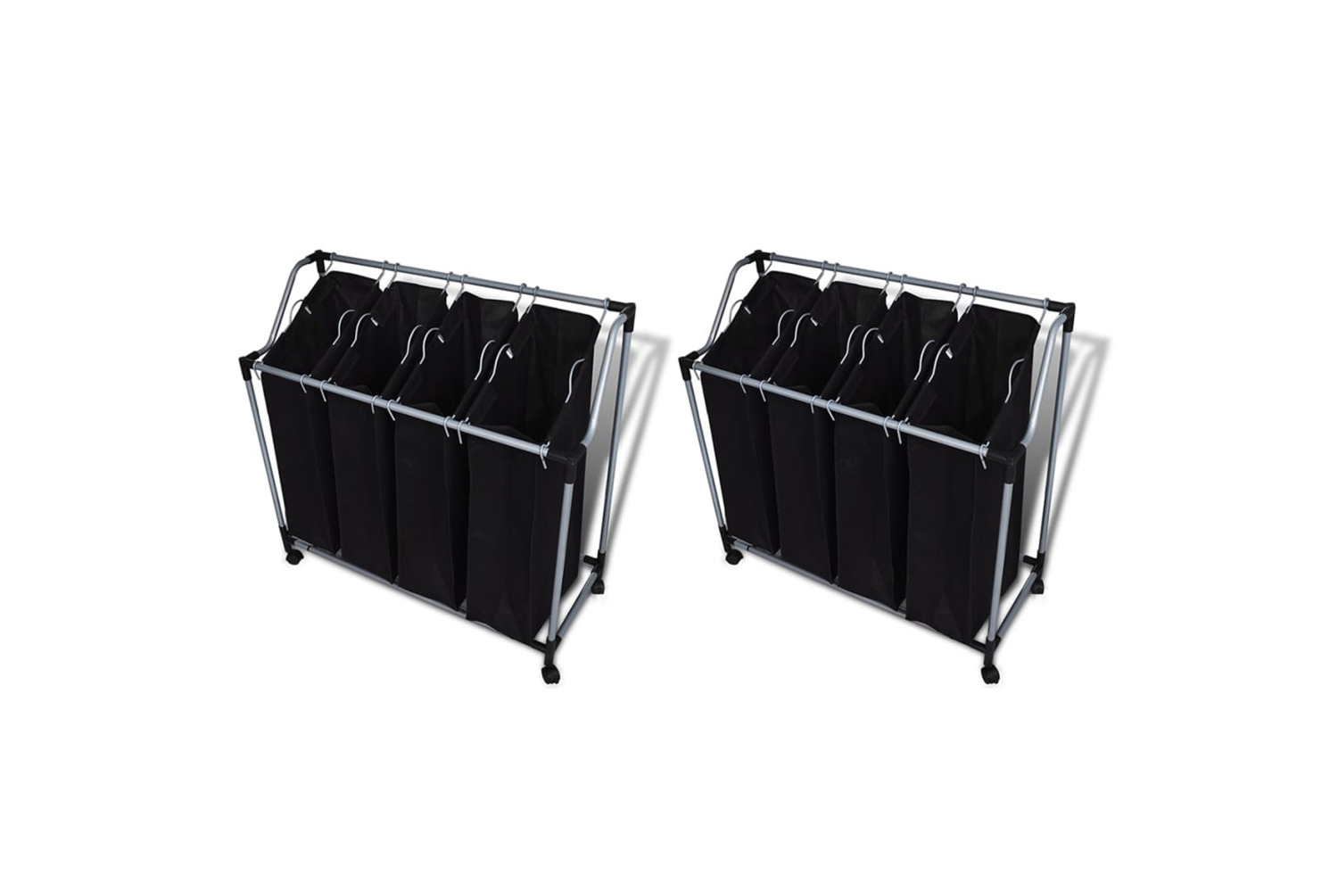vidaXL 276041 Laundry Sorters With Bags 2 Pcs Black And Grey