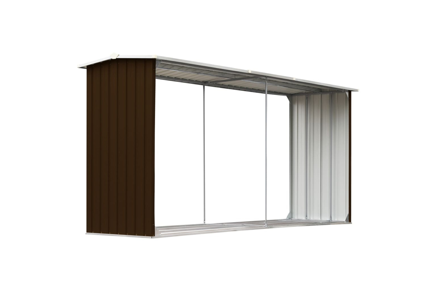 vidaXL 47087 Garden Log Storage Shed Galvanised Steel 330x92x153cm Brown