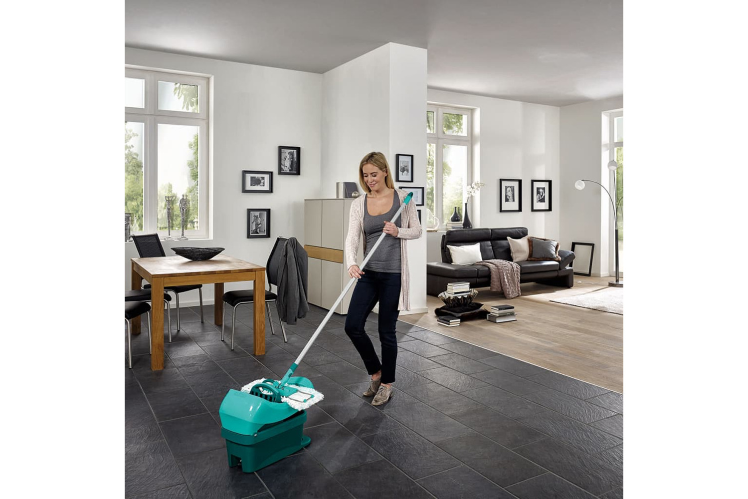 Leifheit Floor Mop Set Profi Xl Green With Cart 55096