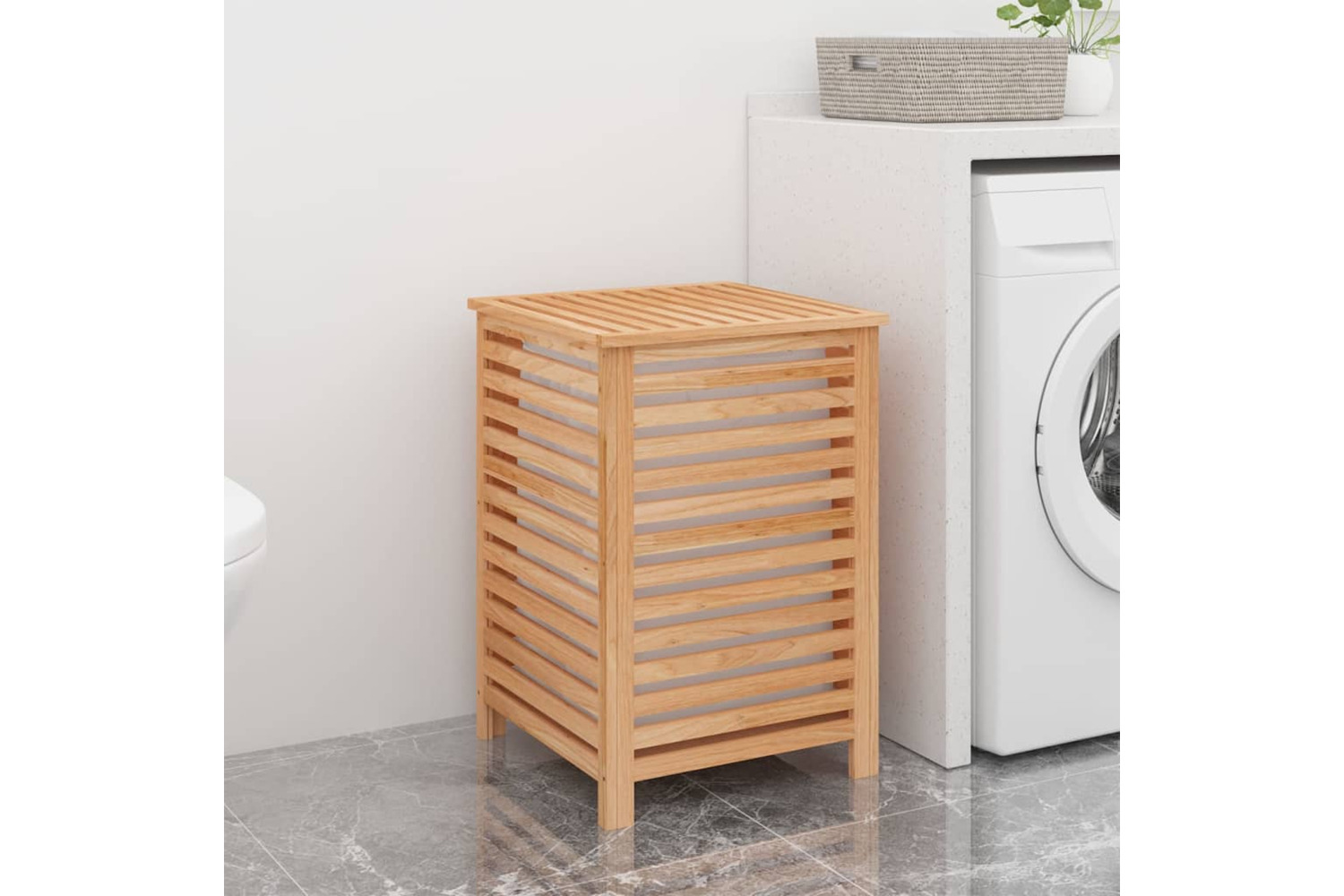 vidaXL Laundry Basket 45x45x65cm Solid Wood Walnut
