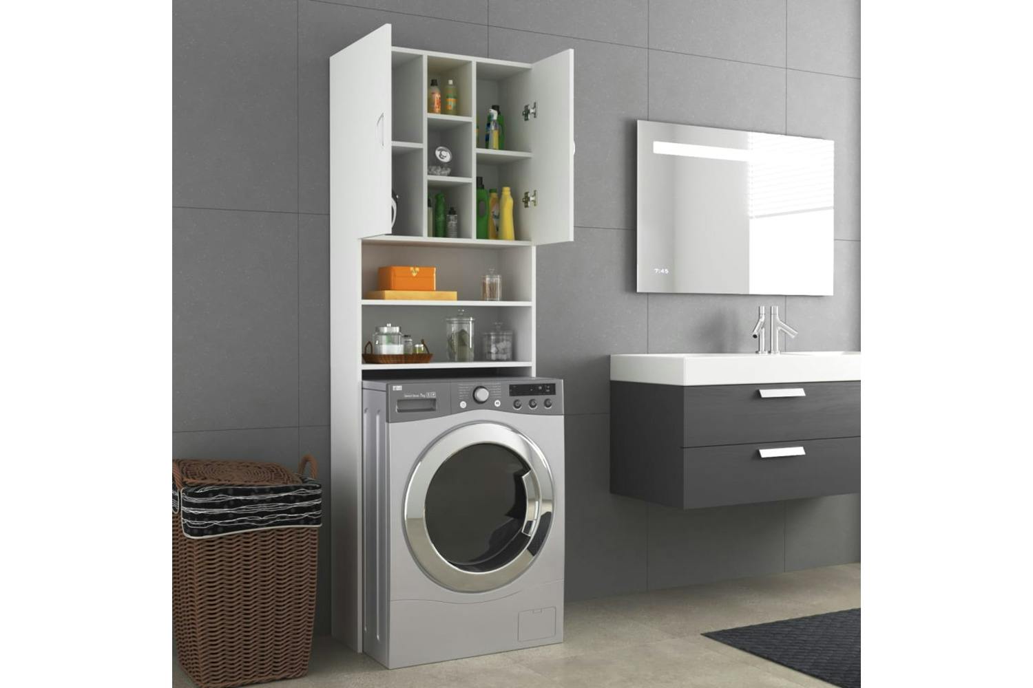 Vidaxl 808422 Washing Machine Cabinet White 64x25.5x190 Cm