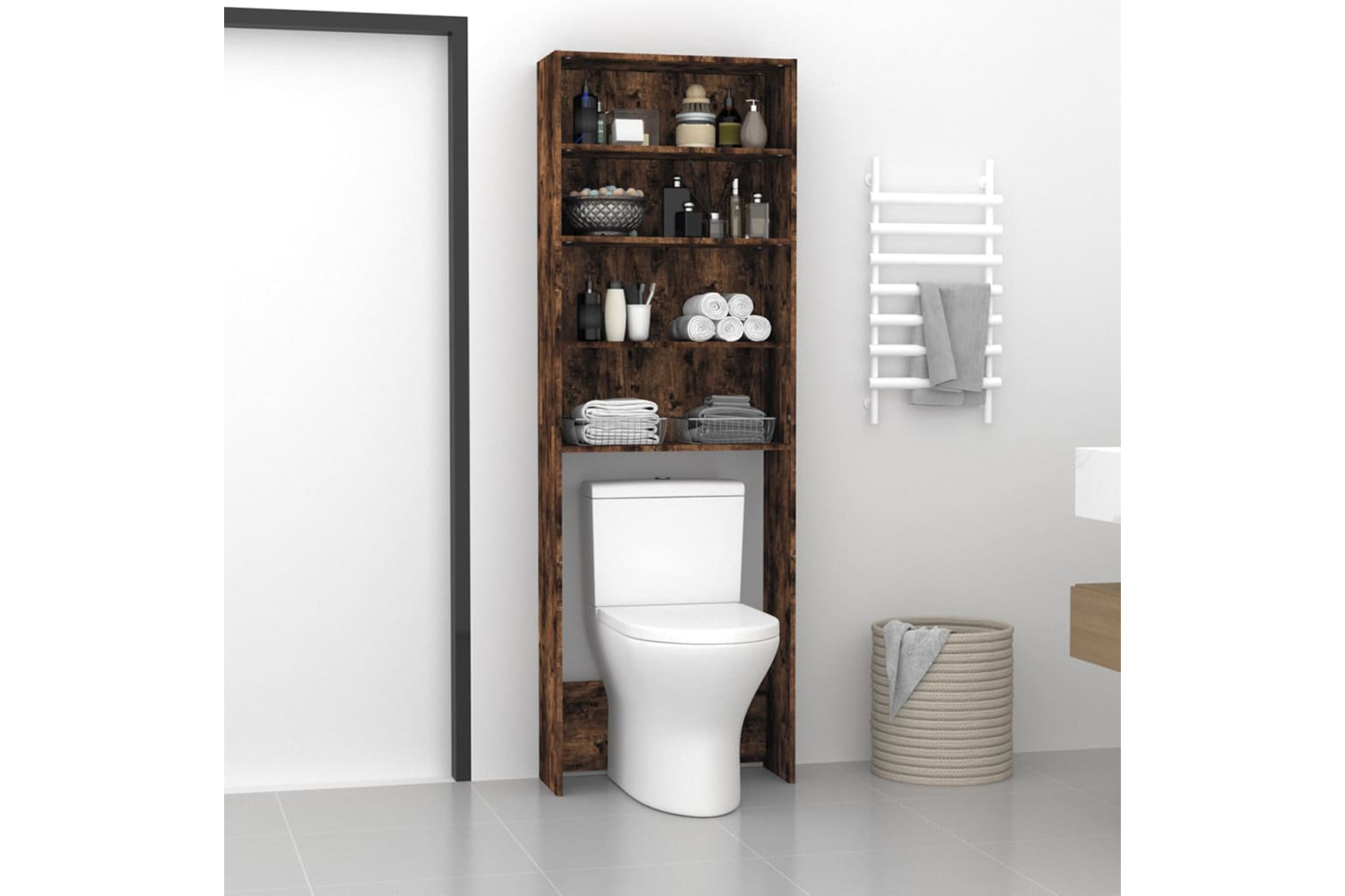 vidaXL 815951 Washing Machine Cabinet Smoked Oak 64x24x190cm