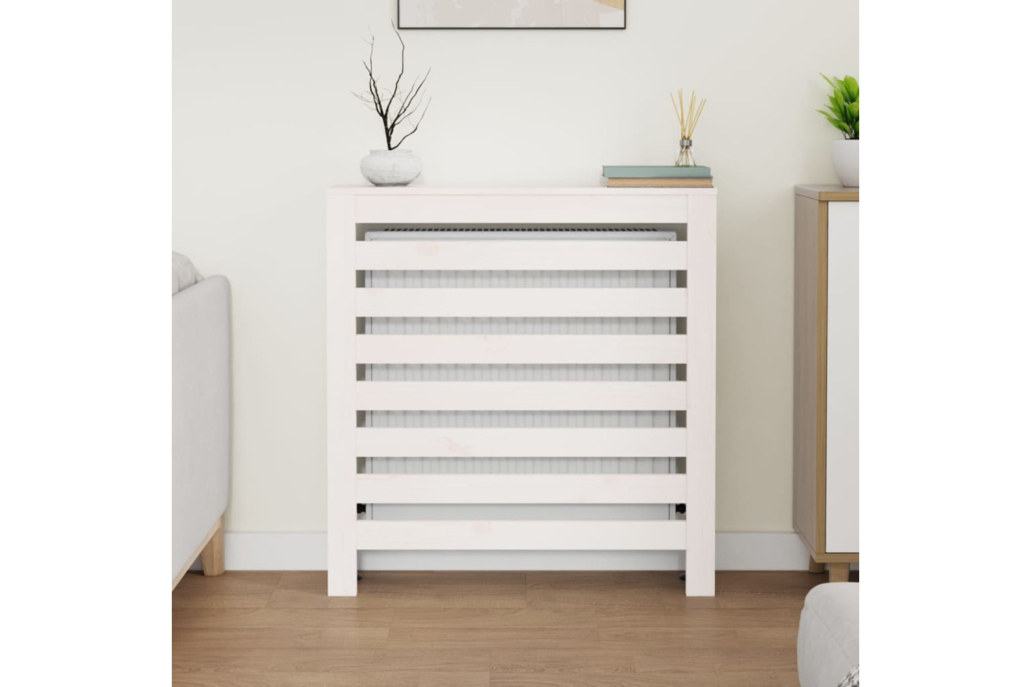 vidaXL 822592 Radiator Cover White 79.5x19x84cm Solid Wood Pine