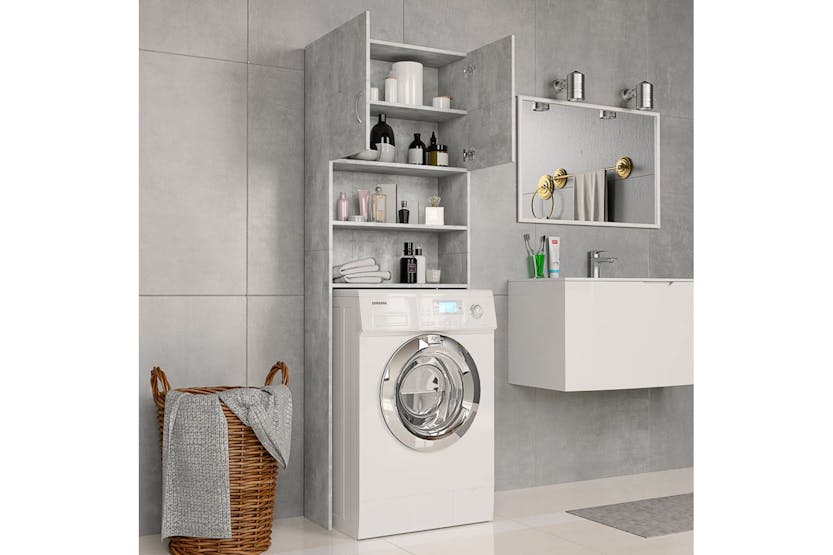 Vidaxl 800031 Washing Machine Cabinet Concrete Grey 64x25.5x190 Cm Engineered Wood