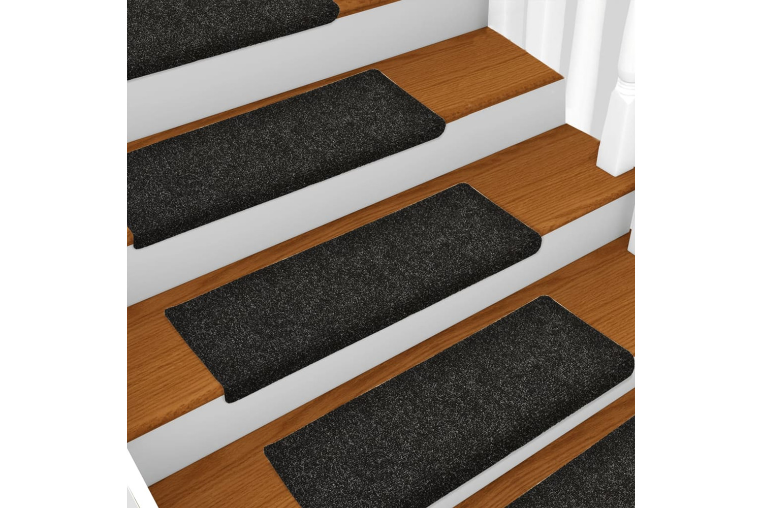 vidaXL Stair Mats 10 Pcs Black 65x21x4cm Needle Punch