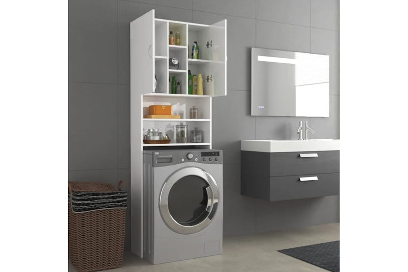 Vidaxl 808428 Washing Machine Cabinet High Gloss White 64x25.5x190 Cm