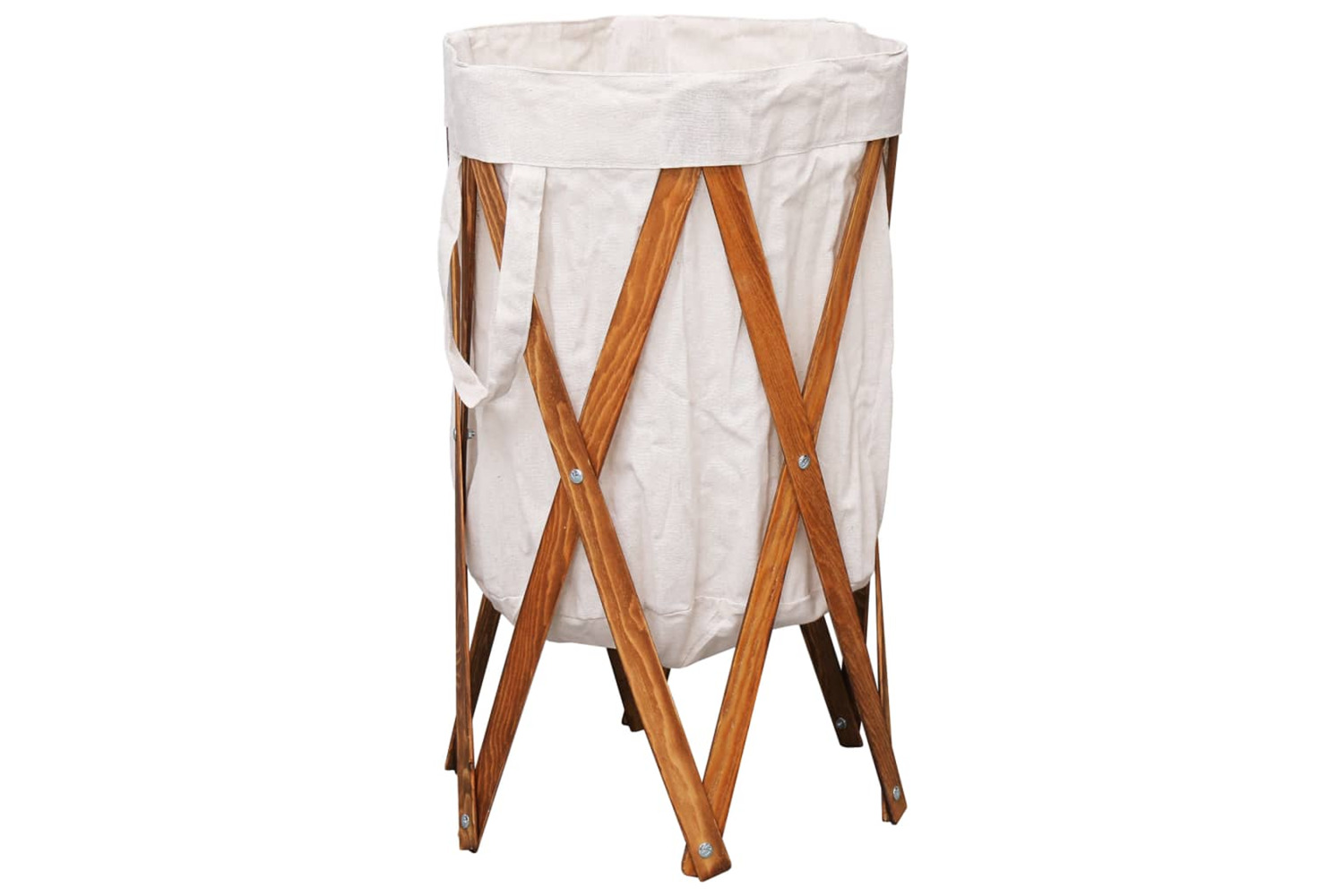 vidaXL 284227 Folding Laundry Basket Cream Wood And Fabric