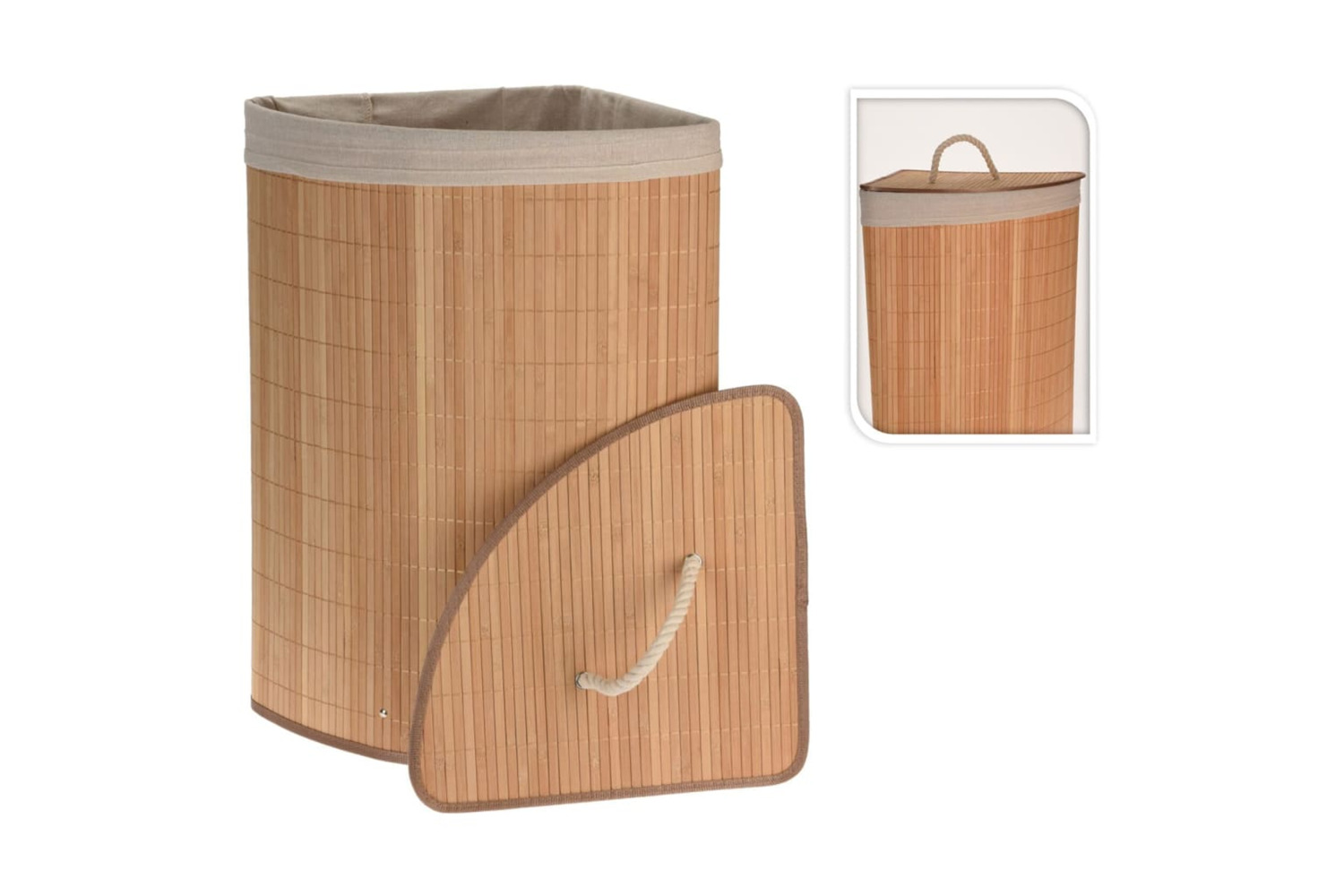 Bathroom Solutions 442475 Corner Laundry Basket Bamboo