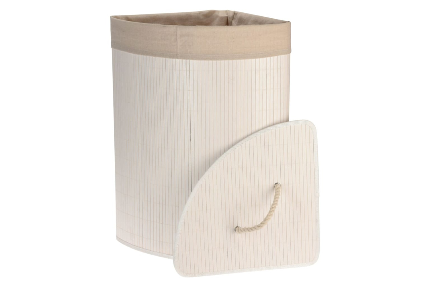 Bathroom Solutions 443272 Corner Laundry Basket Bamboo White