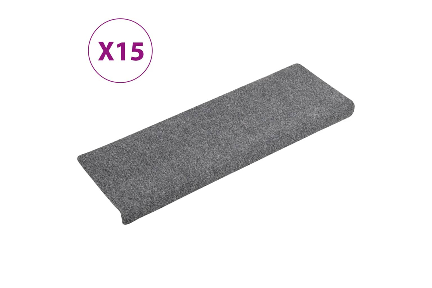 vidaXL Stair Mats 15 Pcs Needle Punch 65x21x4cm Light Grey
