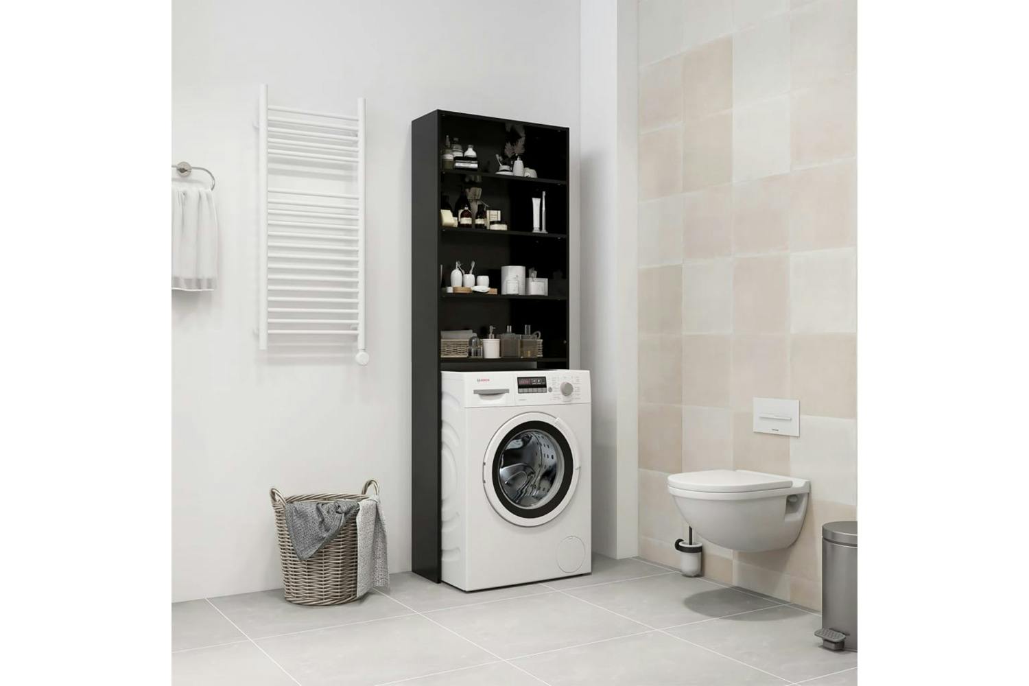 Vidaxl 808405 Washing Machine Cabinet Black 64x24x190 Cm