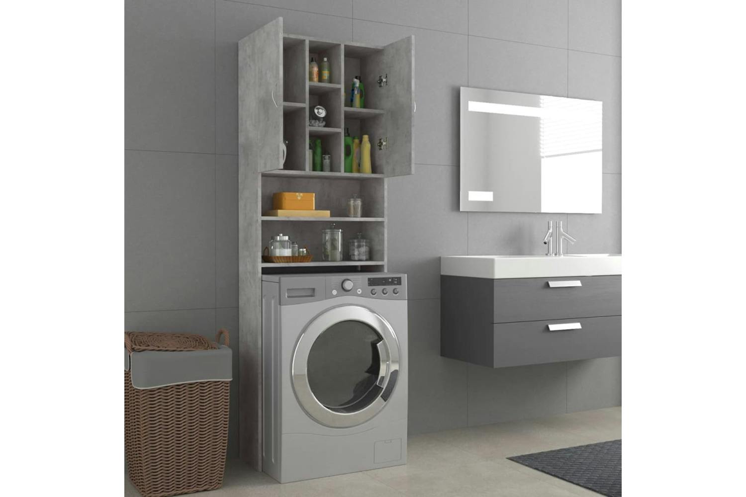 Vidaxl 808426 Washing Machine Cabinet Concrete Grey 64x25.5x190 Cm