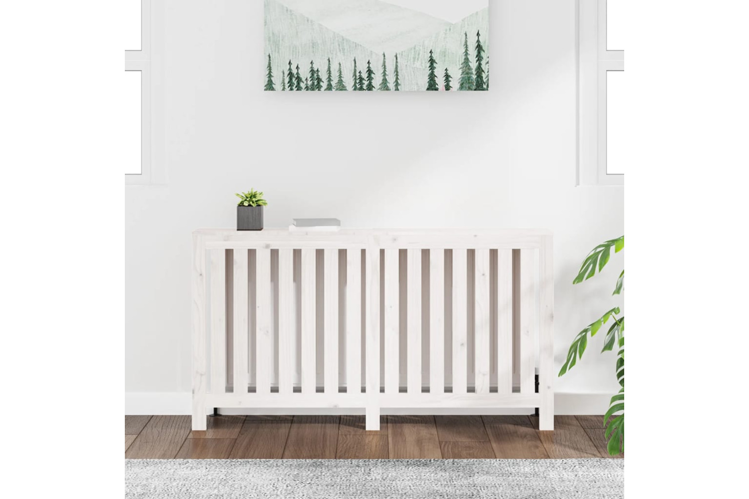 vidaXL 822577 Radiator Cover White 153x19x84cm Solid Wood Pine