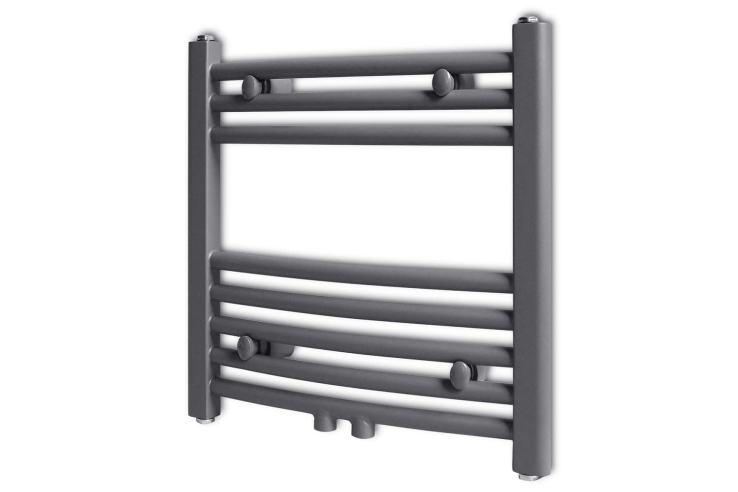 vidaXL 141896 Grey Bathroom Central Heating Towel Rail Radiator Curve 480x480mm