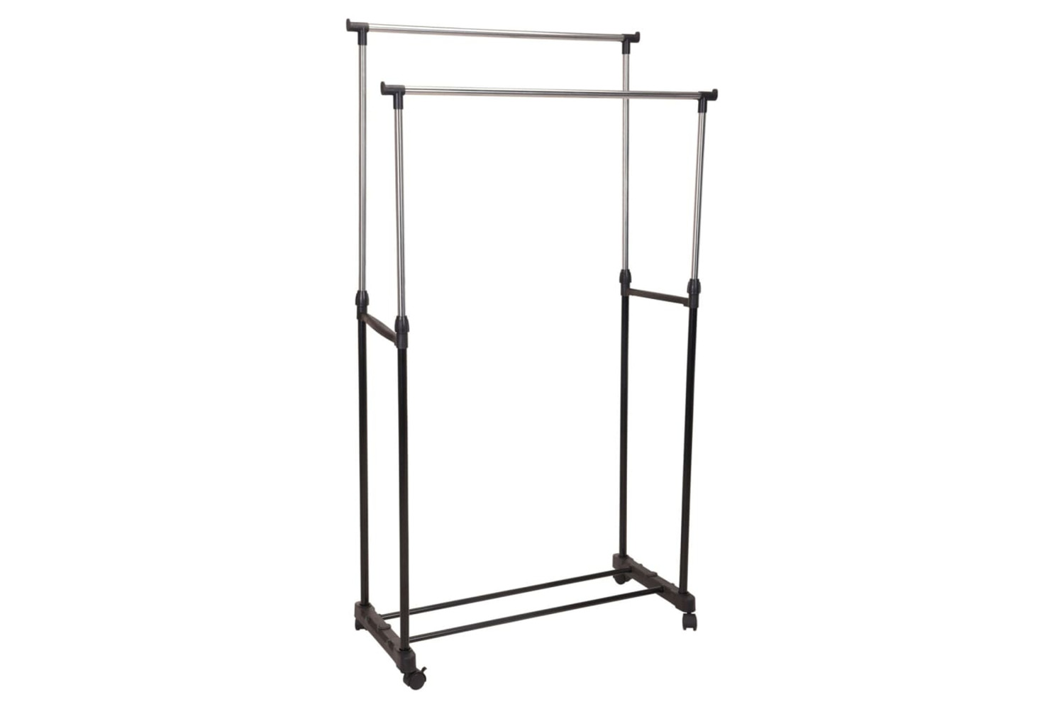 Storage Solutions 442516 Storage Solutions Clothing Rack Double Hangers With Wheels Adjustable 80x42x(90-160) Cm