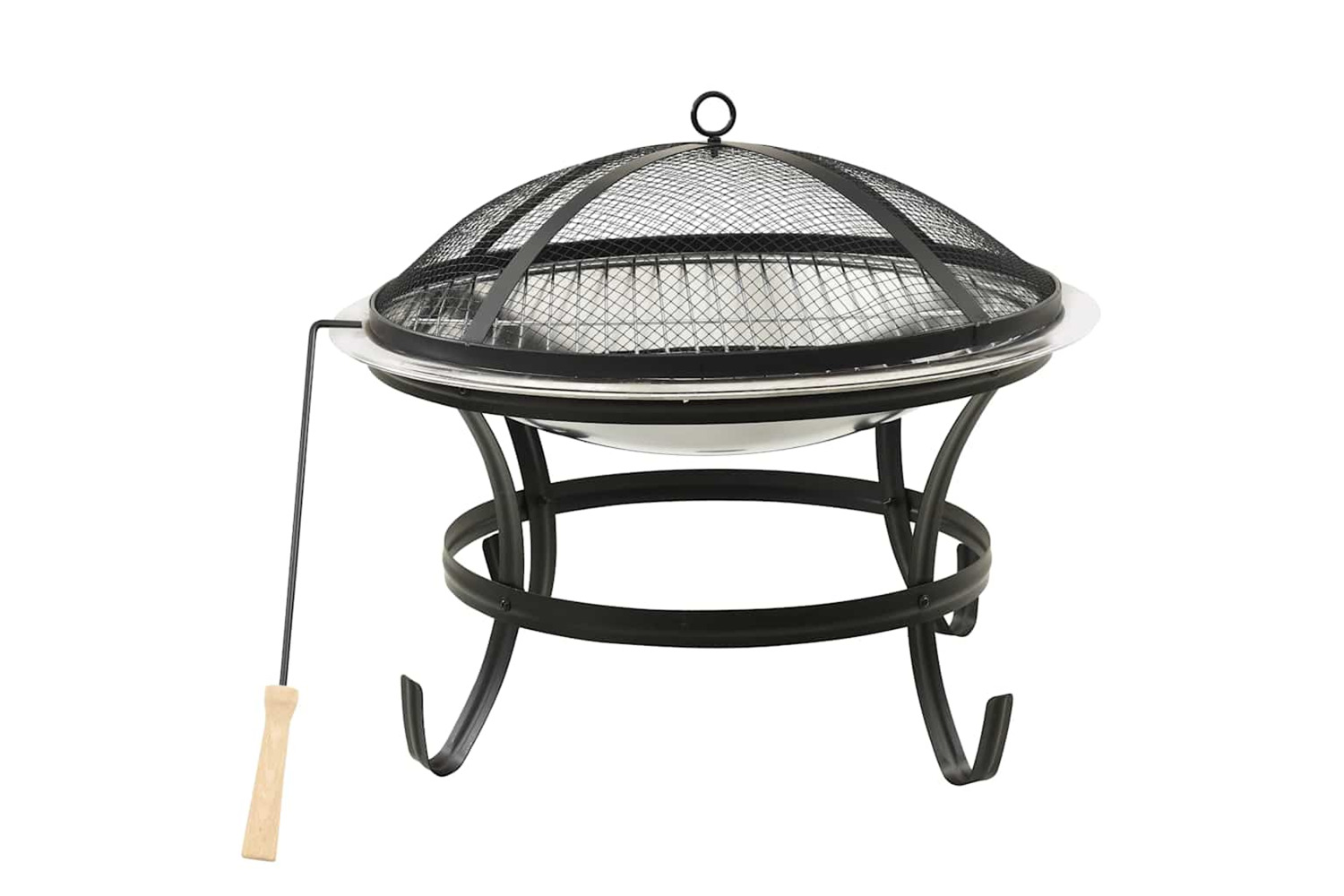Vidaxl 2-in-1 Fire Pit And Bbq With Poker 56x56x49 Cm Stainless Steel