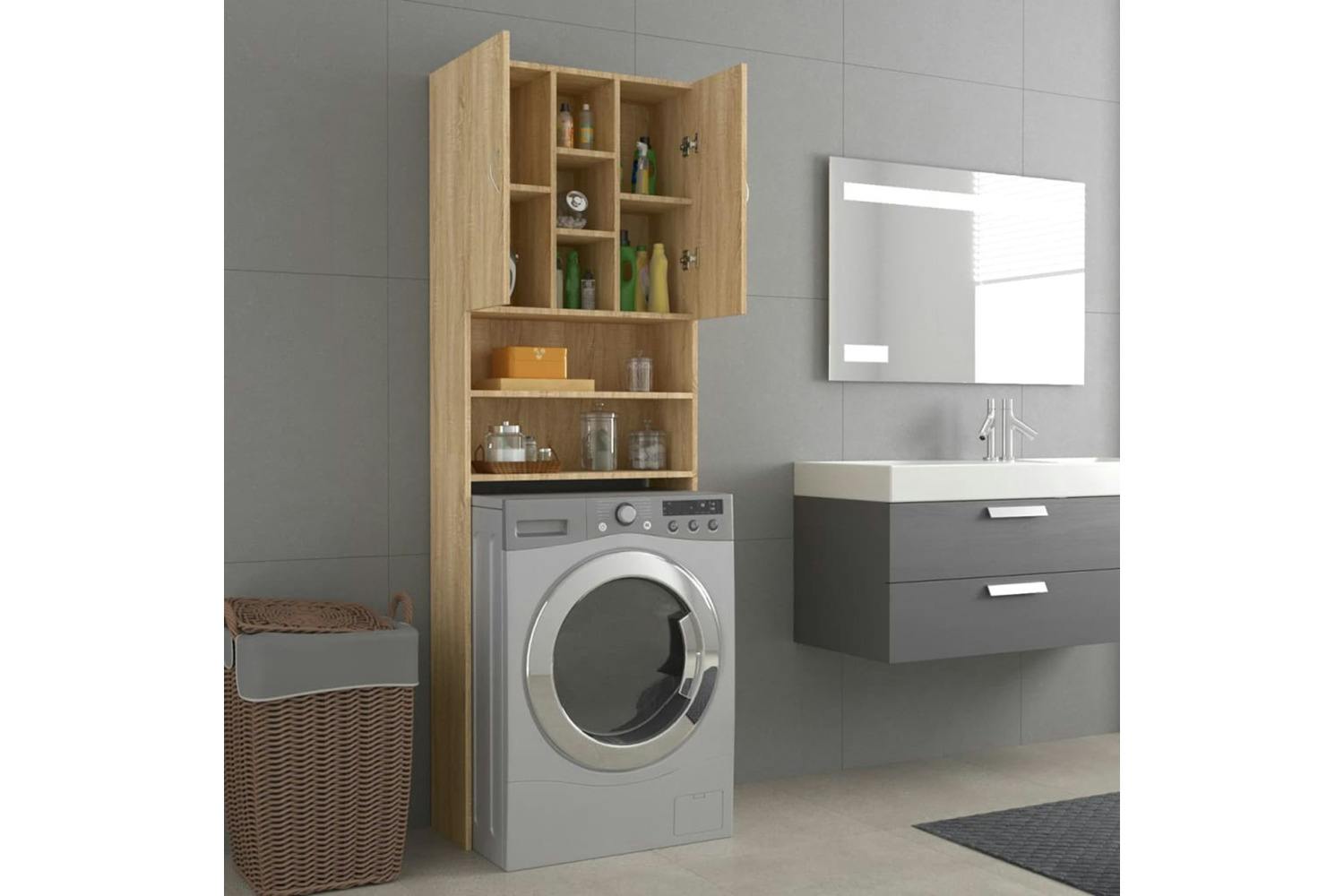 Vidaxl 808425 Washing Machine Cabinet Sonoma Oak 64x25.5x190 Cm