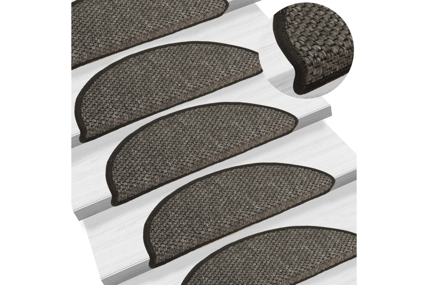 vidaXL 326861 Self-adhesive Stair Mats Sisal-look 15 Pcs 56x20cm Anthracite
