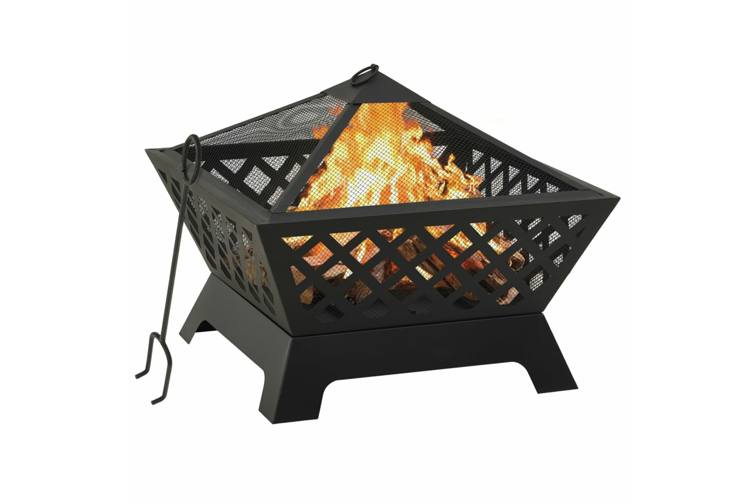 vidaXL 311894 Fire Pit With Poker 64cm Xxl Steel