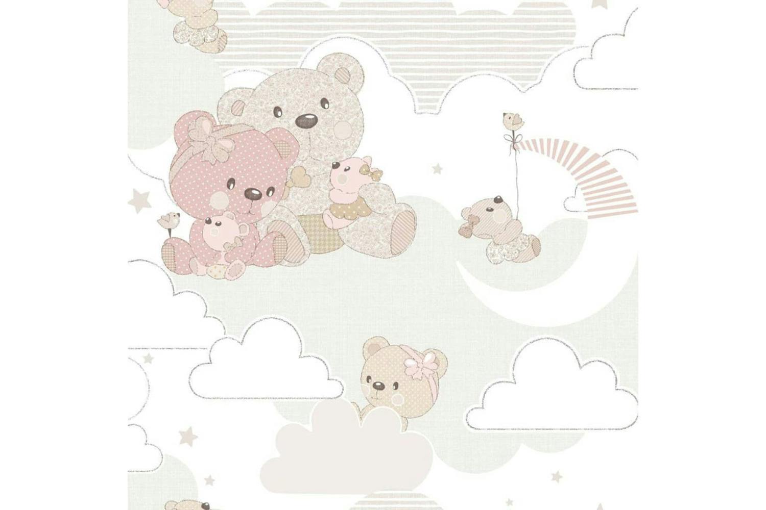Noordwand 444887 Wallpaper Mondo Baby Hug Bears Pink And Beige