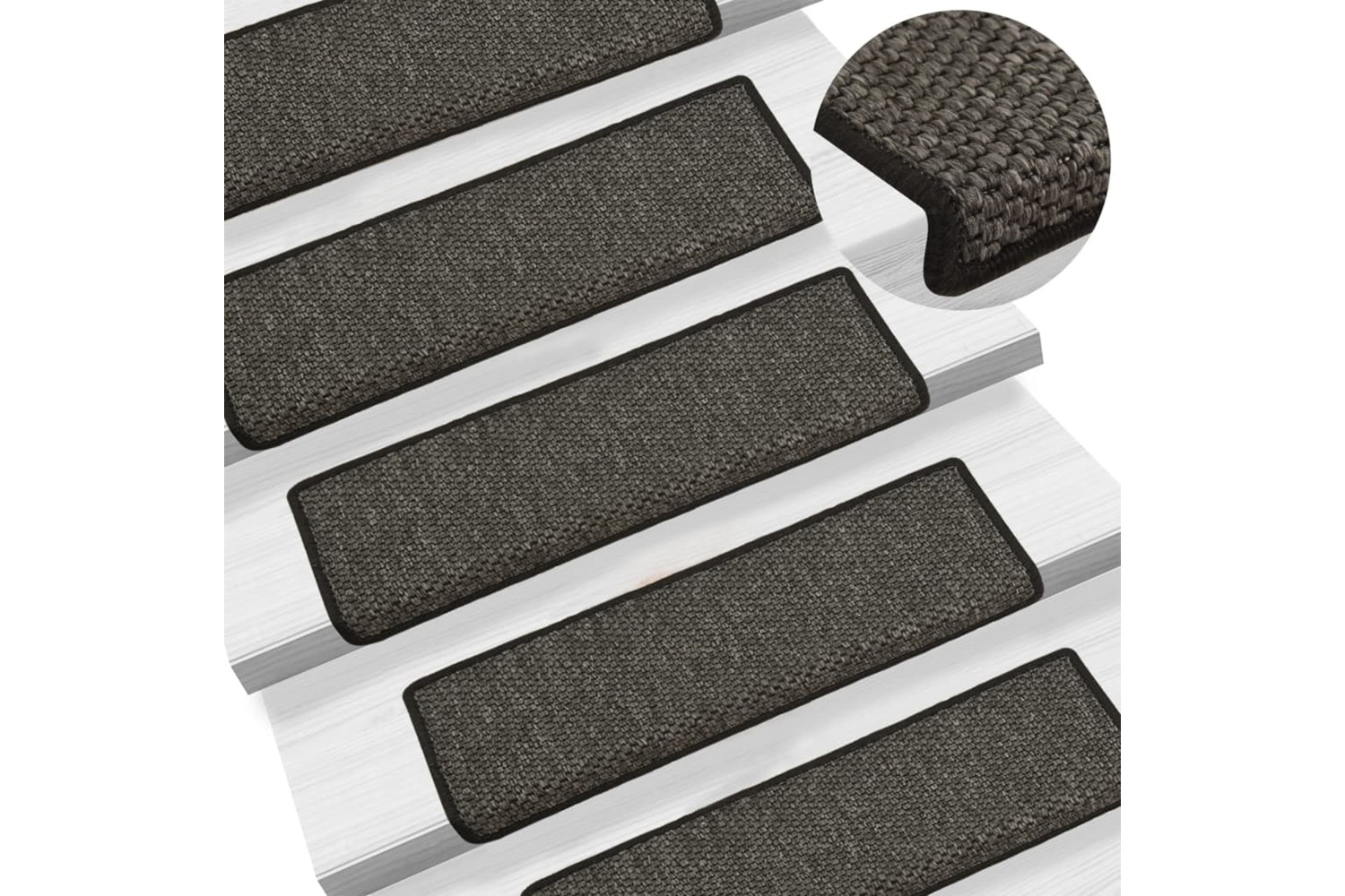 vidaXL 326885 Stair Mats Self-adhesive Sisal-look 15 Pcs 65x21x4cm Anthracite