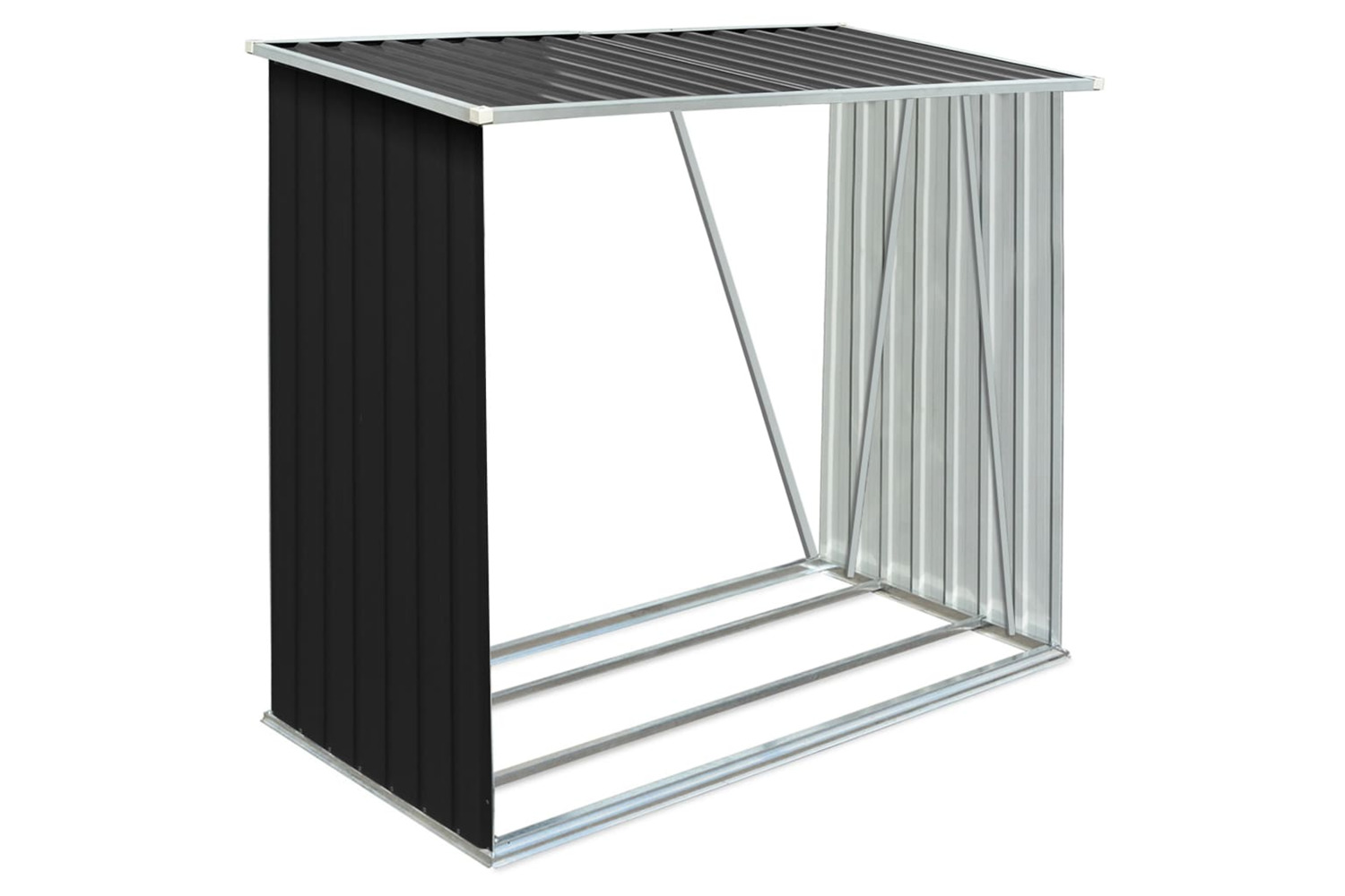 vidaXL 47091 Garden Log Storage Shed Galvanised Steel 163x83x154cm Anthracite