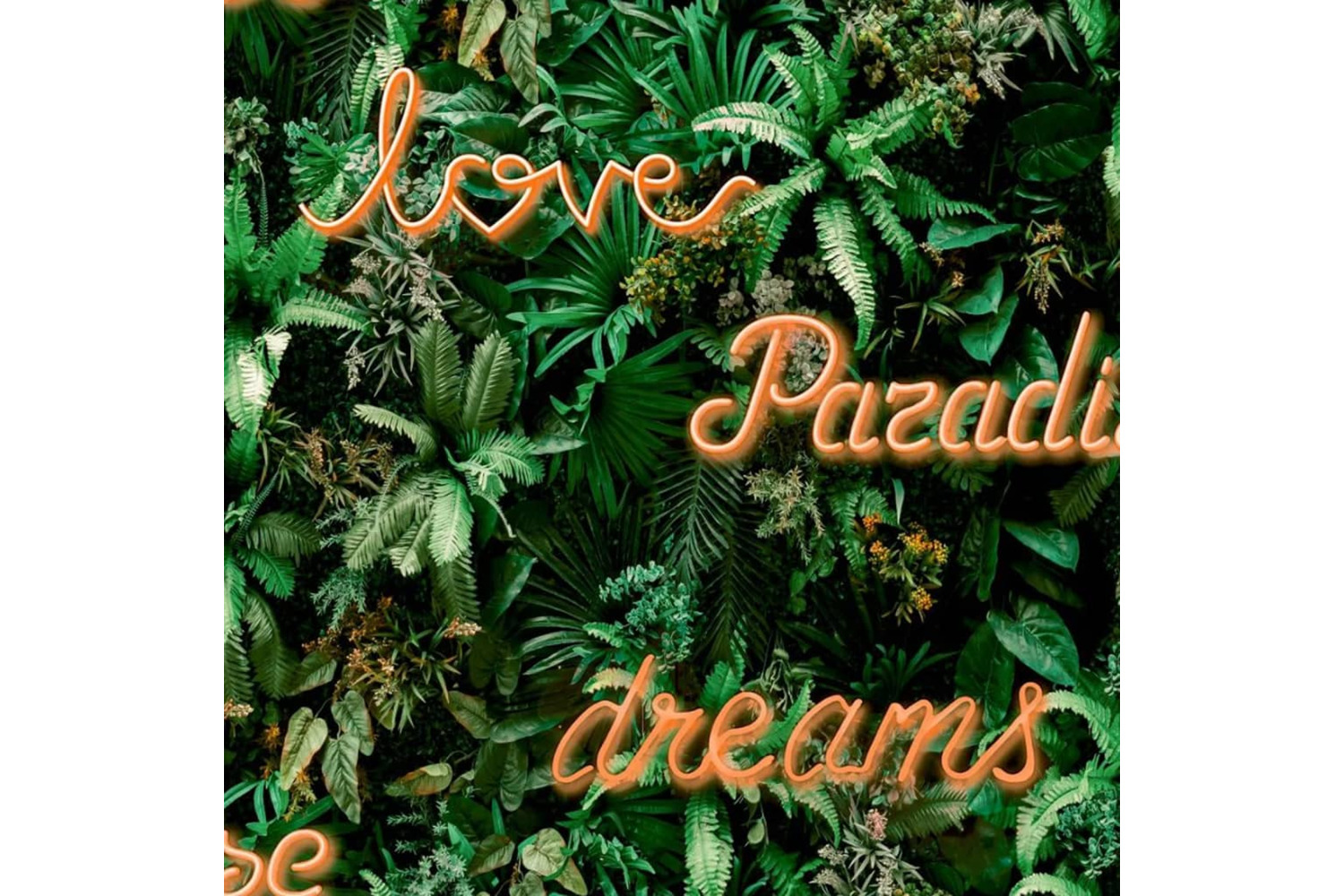 Noordwand 440415 Good Vibes Wallpaper Neon Letter With Plants Green And Orange