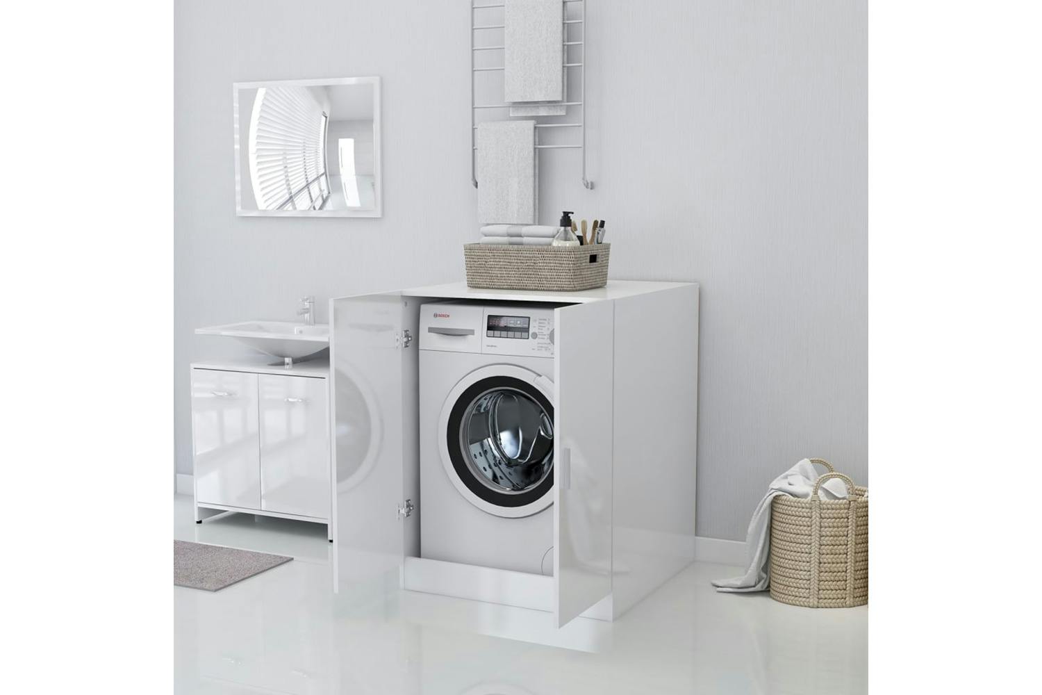 Vidaxl 808401 Washing Machine Cabinet High Gloss White 71x71.5x91.5 Cm