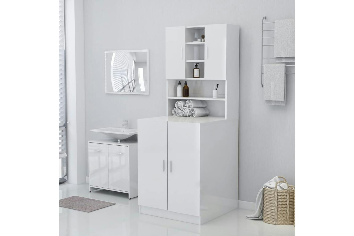 Vidaxl 3082014 Washing Machine Cabinet High Gloss White