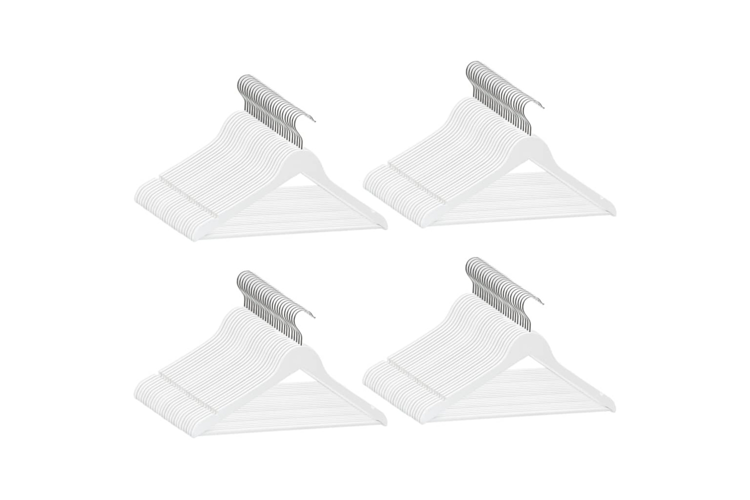 vidaXL 289916 100 Pcs Clothes Hanger Set Non-slip White Hardwood