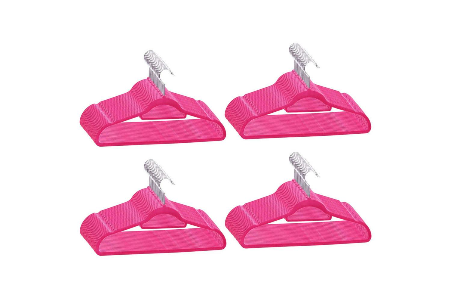 Vidaxl 289925 100 Pcs Clothes Hanger Set Anti-slip Pink Velvet