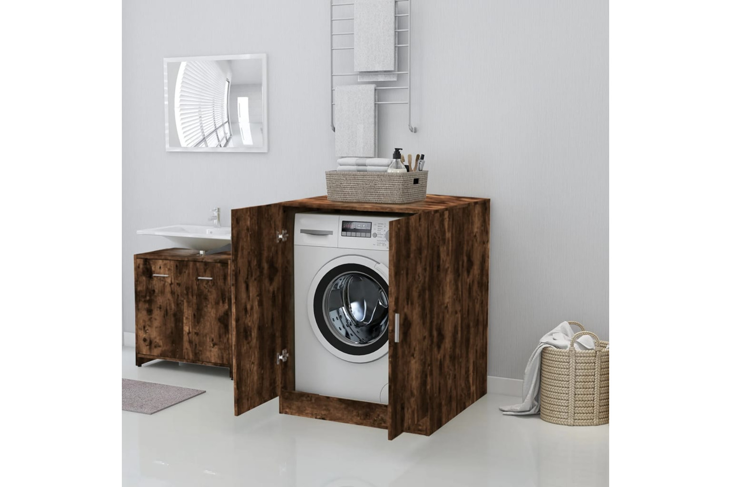 Vidaxl 813194 Washing Machine Cabinet Smoked Oak 71x71.5x91.5 Cm