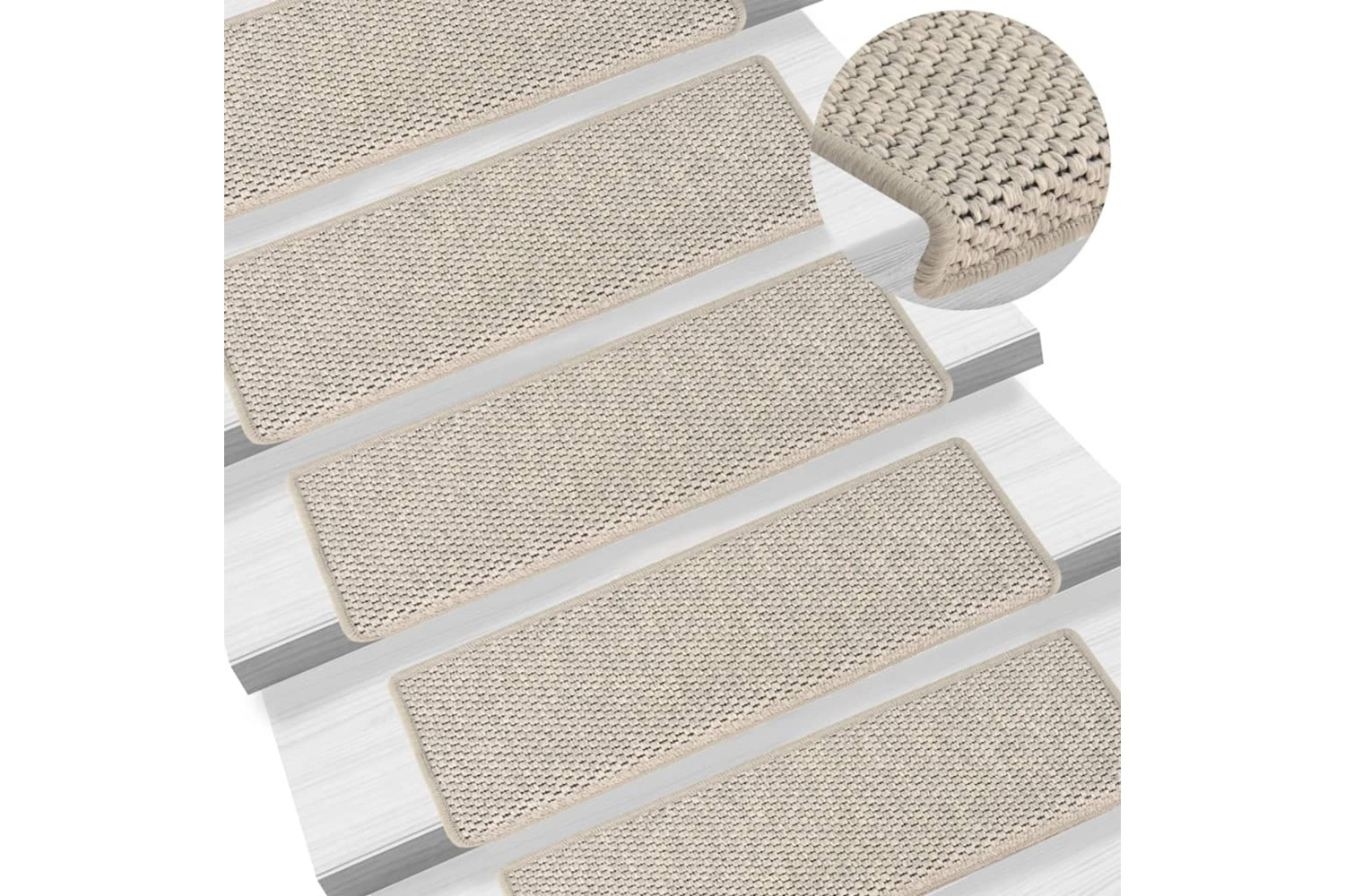 vidaXL 326883 Stair Mats Self-adhesive Sisal-look 15 Pcs 65x21x4cm Silver