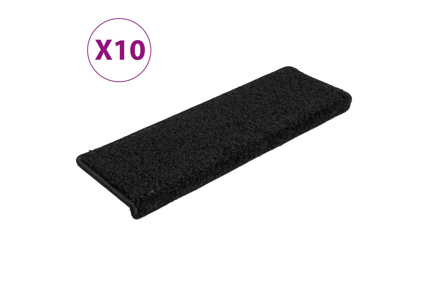 vidaXL Stair Mats 10 Pcs 65x21x4cm Black