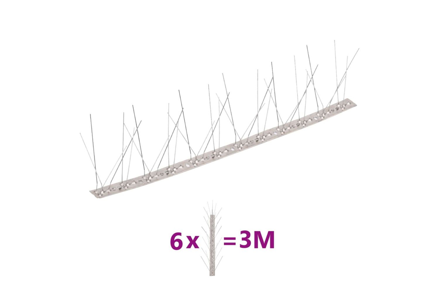 vidaXL 170236 5-row Stainless Steel Bird & Pigeon Spikes Set Of 6 3 M