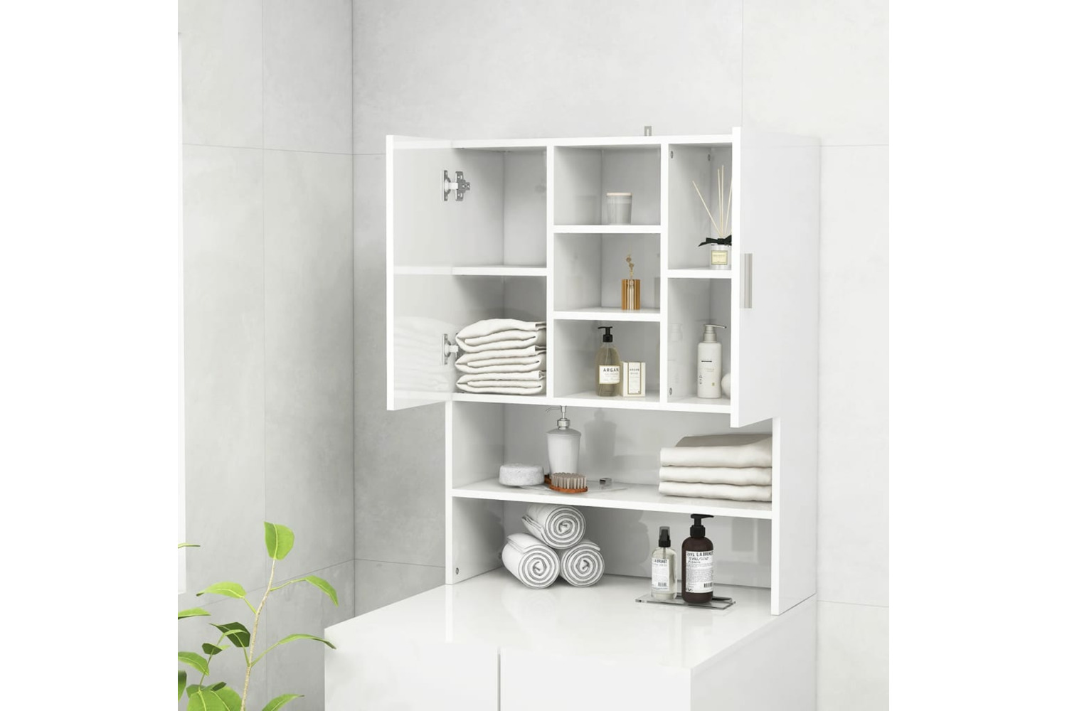 vidaXL 808392 Washing Machine Cabinet High Gloss White 70.5x25.5x90cm