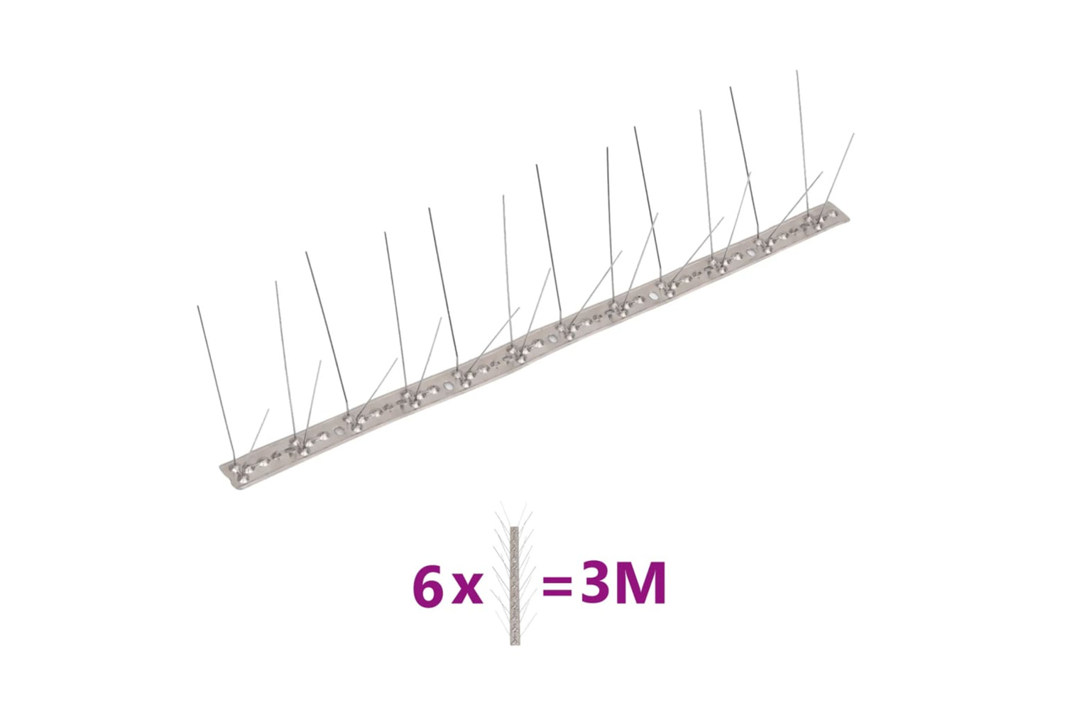 vidaXL 170235 4-row Stainless Steel Bird & Pigeon Spikes Set Of 6 3 M